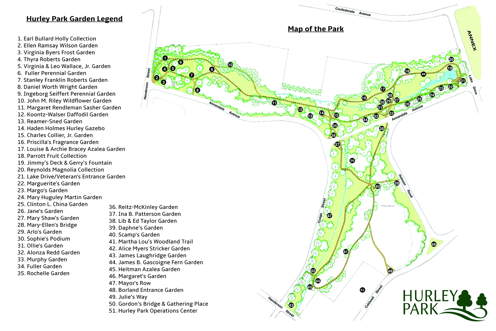 Map of Hurley Park Gardens